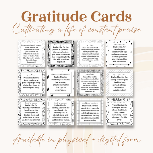 Gratitude Cards | Simple B+W | Digital Download