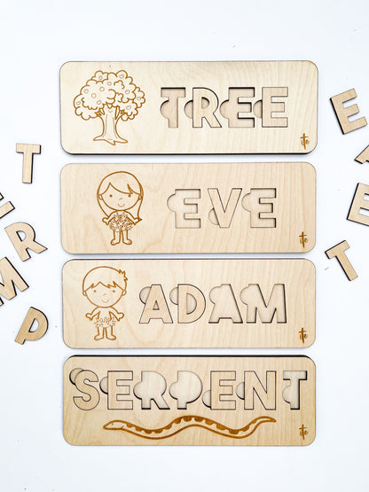 Adam and Eve Spelling Puzzle Set